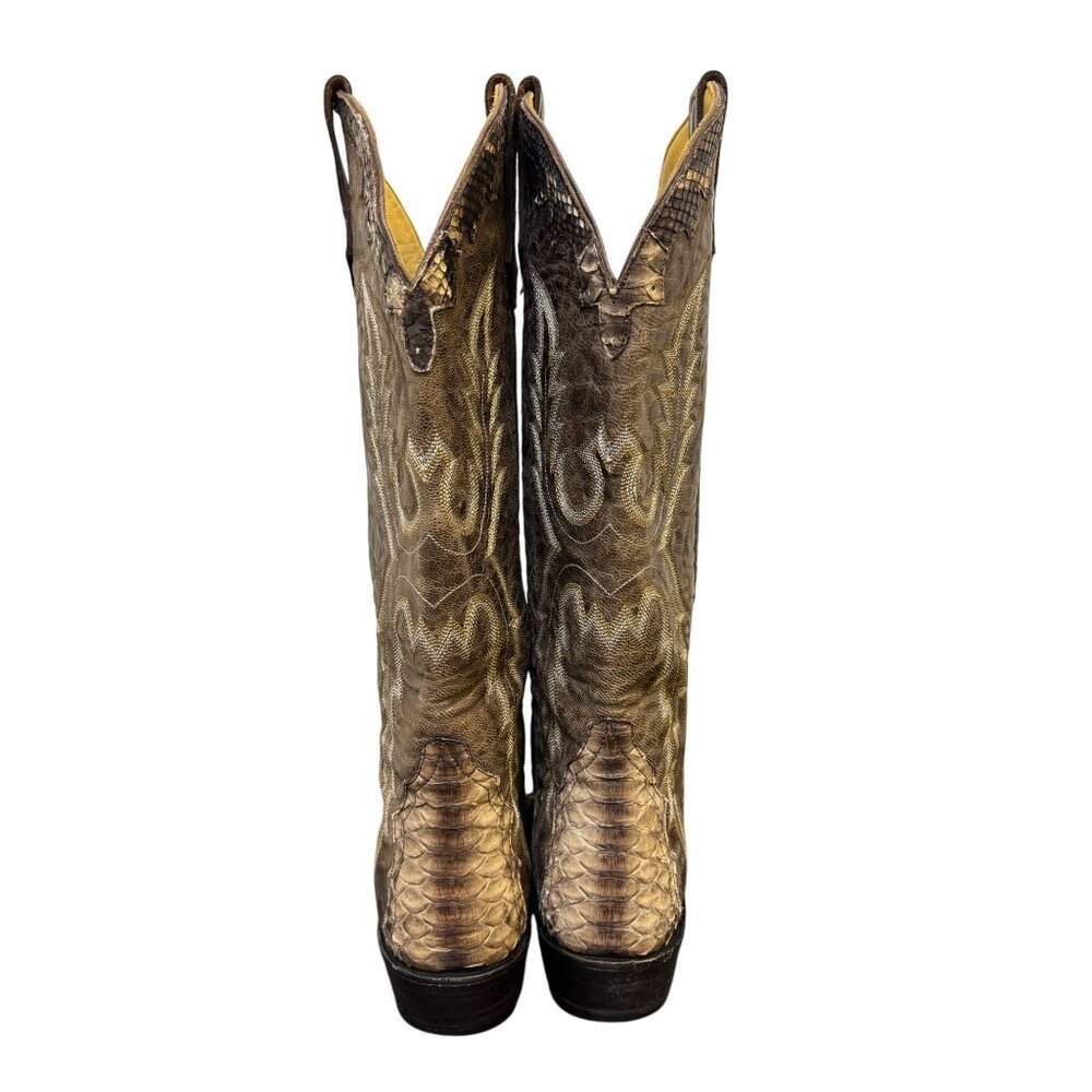 Rod Patrick Brown Python Western Boots Size 10 - image 4
